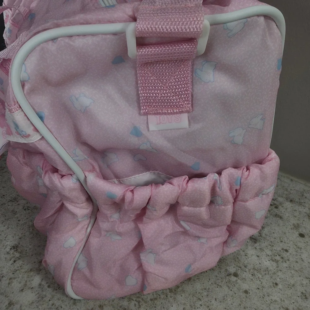 Bye Bye Baby by Baby Connection Diaper Bag Pink Bunny Heart Print with Mat NWT